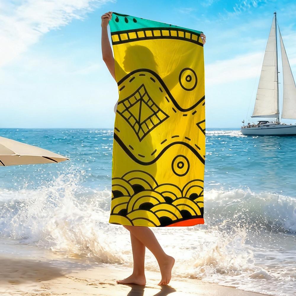 1pc Vibrant Large Tropical Beach Towel,Colorful Exotic Patterns, Contemporary Style, Machine Washable, Ideal for Summer Vacation