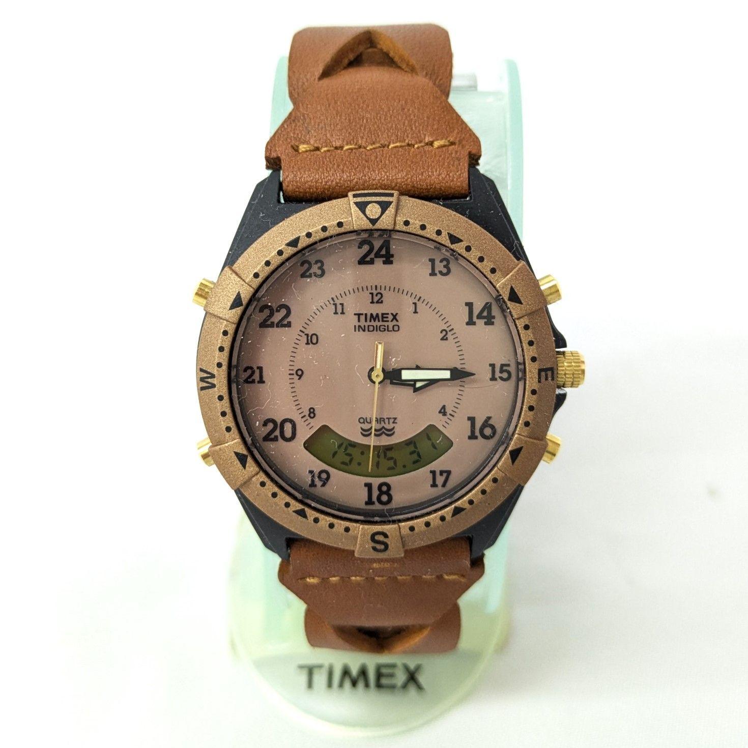 Used Top quality Timex watch Safari 90810 Ana-Digi reprint edition? Brown leather, box, instruction manual, warranty included, working item