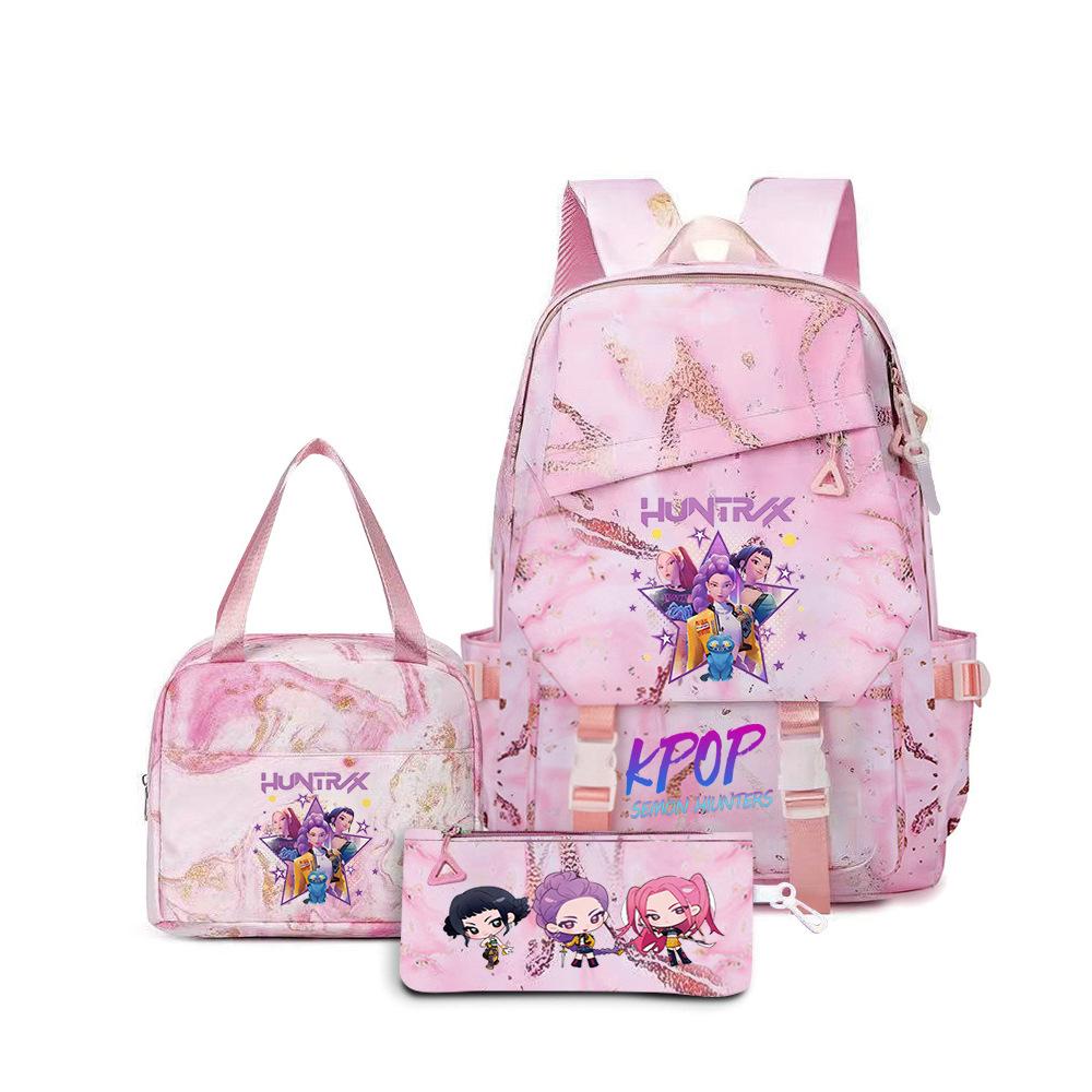 Kpop Demon Hunters, Elementary School Bag, Children'S Backpack, Lunch Bag, Pencil Bag, Three-Piece Set, Student Backpack