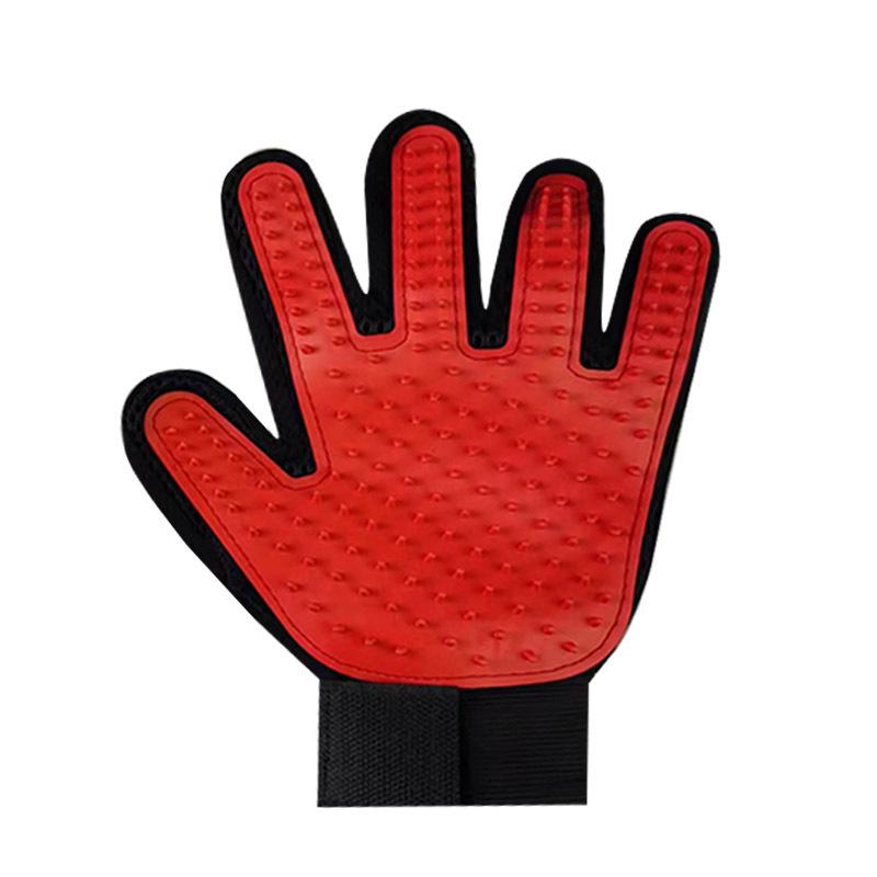 

180-Pin Pet De-shedding Brush & Cat Grooming Gloves Set Left Hand красный