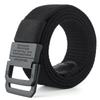 Men's Fashion Canvas Belt with Double Ring Buckle for Teens and Students - Leather-Accented and Adjustable Trousers Belt.
