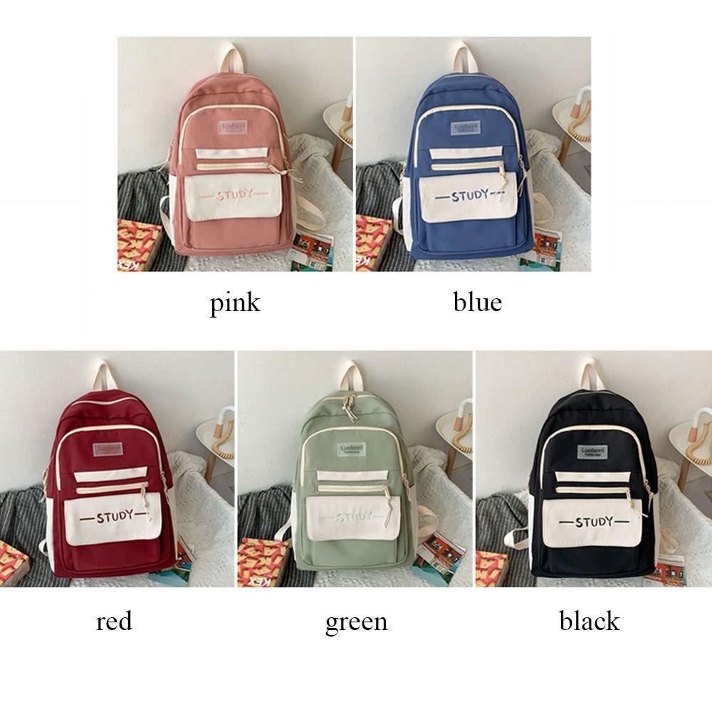 Pure Colour Large Capacity Backpack Nylon Rucksack Bags Fashion Student School Bag  Women Men