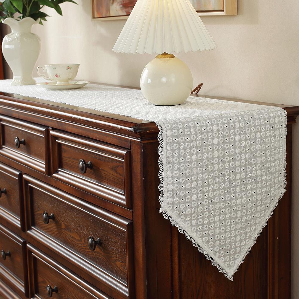 Kitchen Coffee Dining Table Rustic Farmhouse Living Room Bedroom Dresser Decor Lace Hollow-out Macrame Table Runner