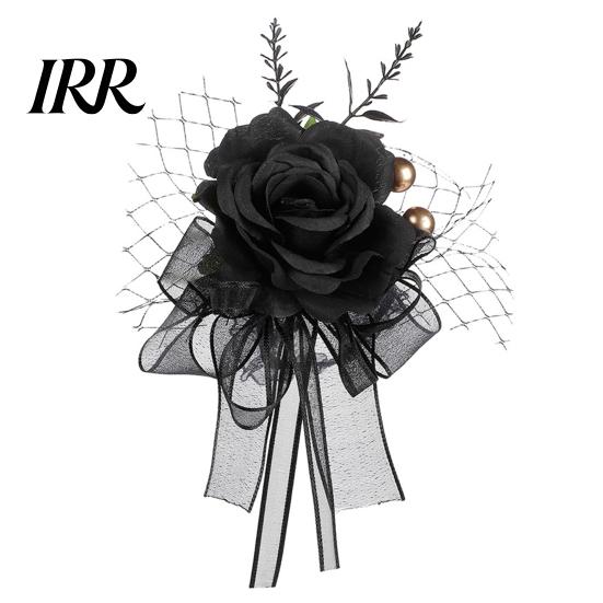Realistic Floral Wrist Corsage Gothic Flower for Halloween Party, Black Wedding Corsage, Romantic Party Accessory Day of The Dead Prom, Bride, Groom,
