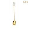 Diamond Spoon Fork Stainless Steel Long Stirring Spoon Exquisite  Teaspoon For Ice Cream Dessert Coffee Cocktail Mug