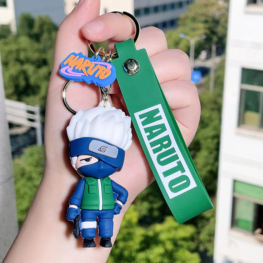 Cartoon PVC Naruto Anime Peripheral Toy Doll Keychain Naruto Silicone Figure Car Key Chain Christmas, Halloween Gift