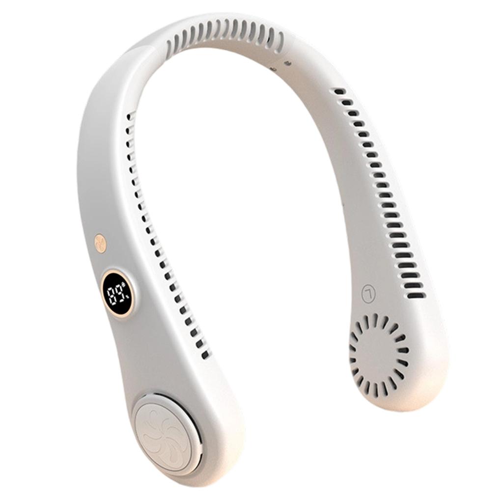 Digital Display Foldable Neck Fan Portable Wearable Personal Fan with Five Adjustable Speed Settings and Rechargeable Battery for Indoor Outdoor Use