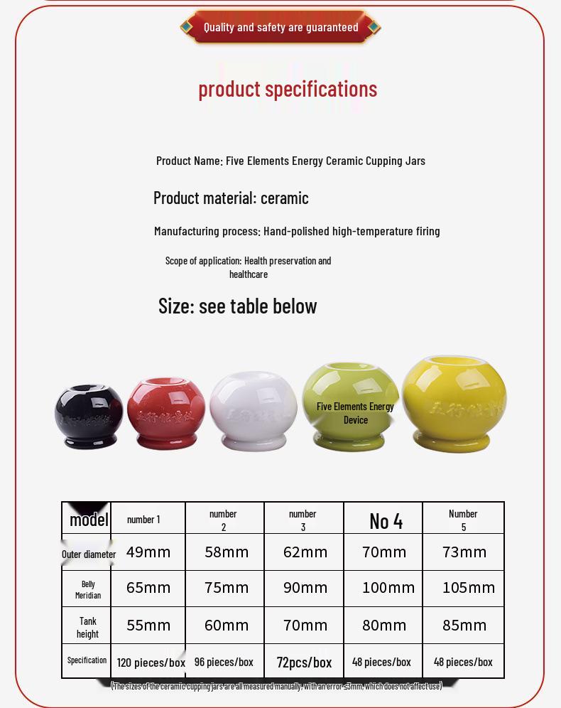 Home Ceramic Cupping Set for Meridian Dredging & Health - Five Elements Energy Jar with Negative Ions