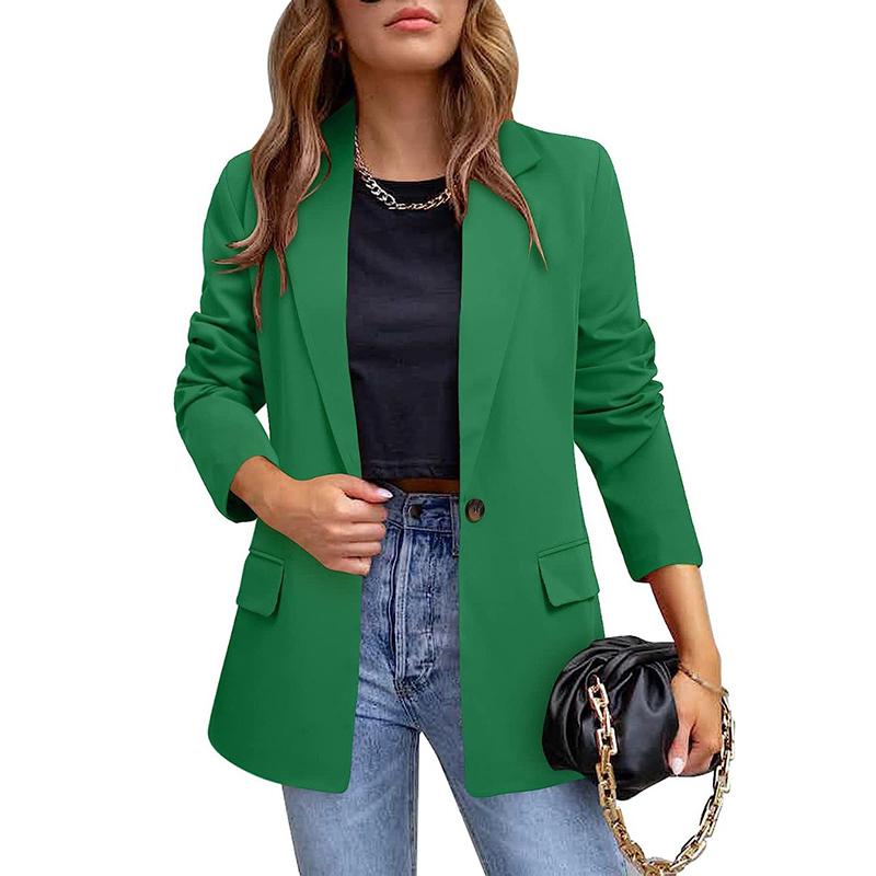 Høst og vinter Langermet Slim Fit Dressjakke Kvinner Elegant Halskrage Løse kåper Kvinner Casual Solid Plus Size Jakker Dameklær 25129