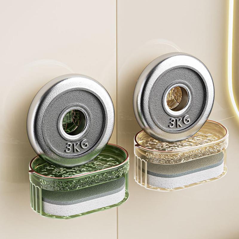 Seifenhalter mit Saugnapf und Schmetterlingsdesign, Doppellagige Seifenschale mit Schwamm und Abfluss, Bohrfreies Seifenregal