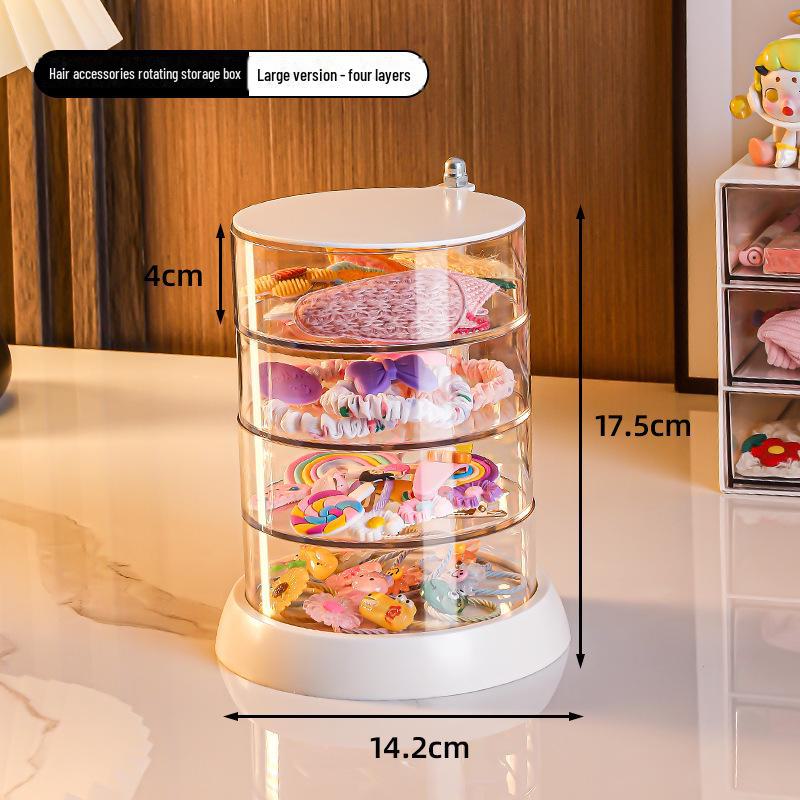 

Многослойная вращающаяся шкатулка для хранения украшений - органайзер для аксессуаров для волос с защитой от окисления