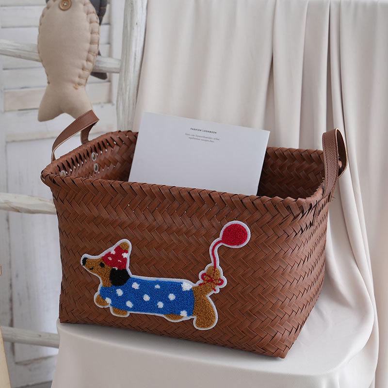 Handmade Woven Rattan Storage Basket - Portable Outdoor Picnic & Laundry Bin 38x25x20 cm