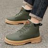 Men's Black Hiking Boots Outdoor Snow Boots Green Yellow Climbing Boots Winter Fur Desert Boots Plus Size