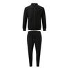 2025 Men's Slim Fit Cardigan Jacket Set with Waffle Knit, Zipper Pocket, and Lapel Collar for Spring and Autumn