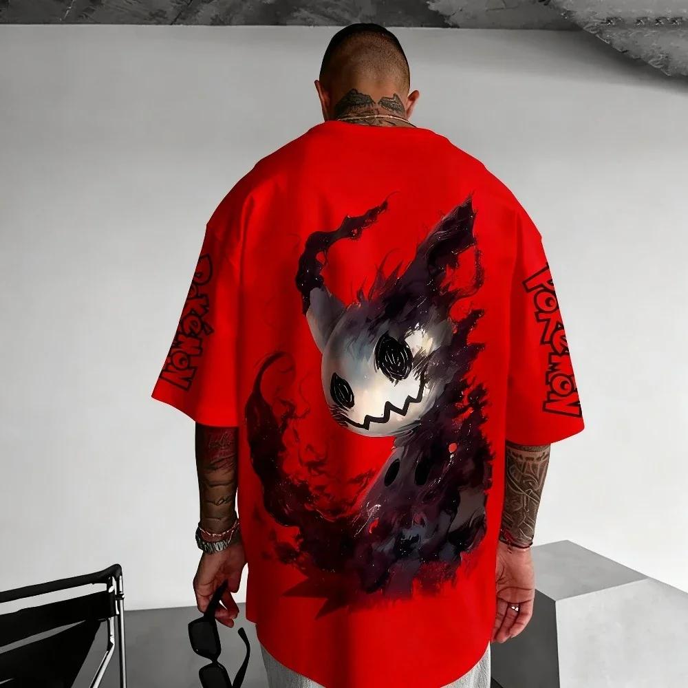 Pokémon Game Mimikyu Anime T-shirt 2025 Summer New Men's and Women's Street Loose Casual Plus Size Parent-child Clothing Top