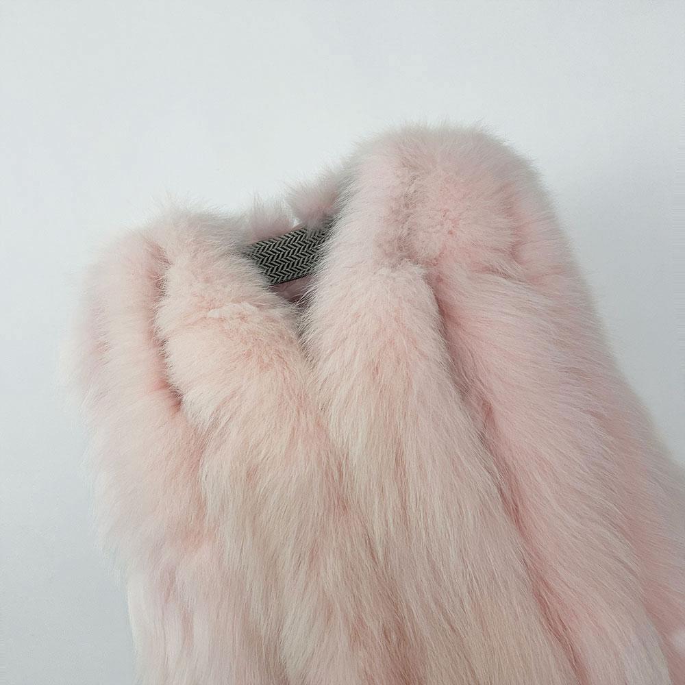 OFTBUY Winter Thickened Warm V-neck Natural Fox Fur Woven Fur Vest Women's Short Korean Style Casual Elegant