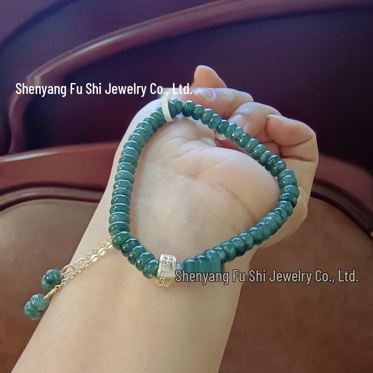 Natural A-Grade Ice Green Jade Abacus Bead Bracelet, 5x3mm Niche DIY Design Jade Bracelet
