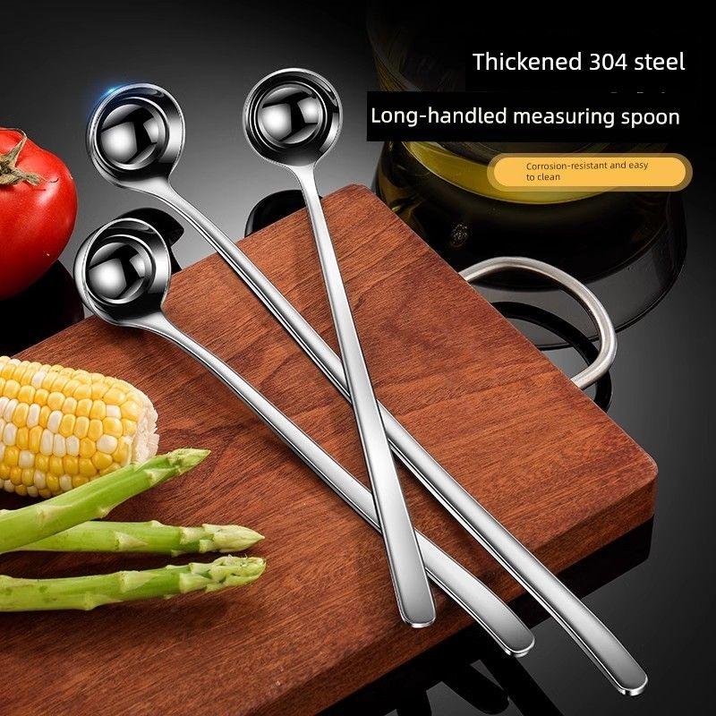 Long-Handled 304 Stainless Steel Spoon for Home Use, Seasoning Spoon, Honey Spoon, Oil and Wine Measuring Spoon, Kitchen Spoon, Condiment Spoon