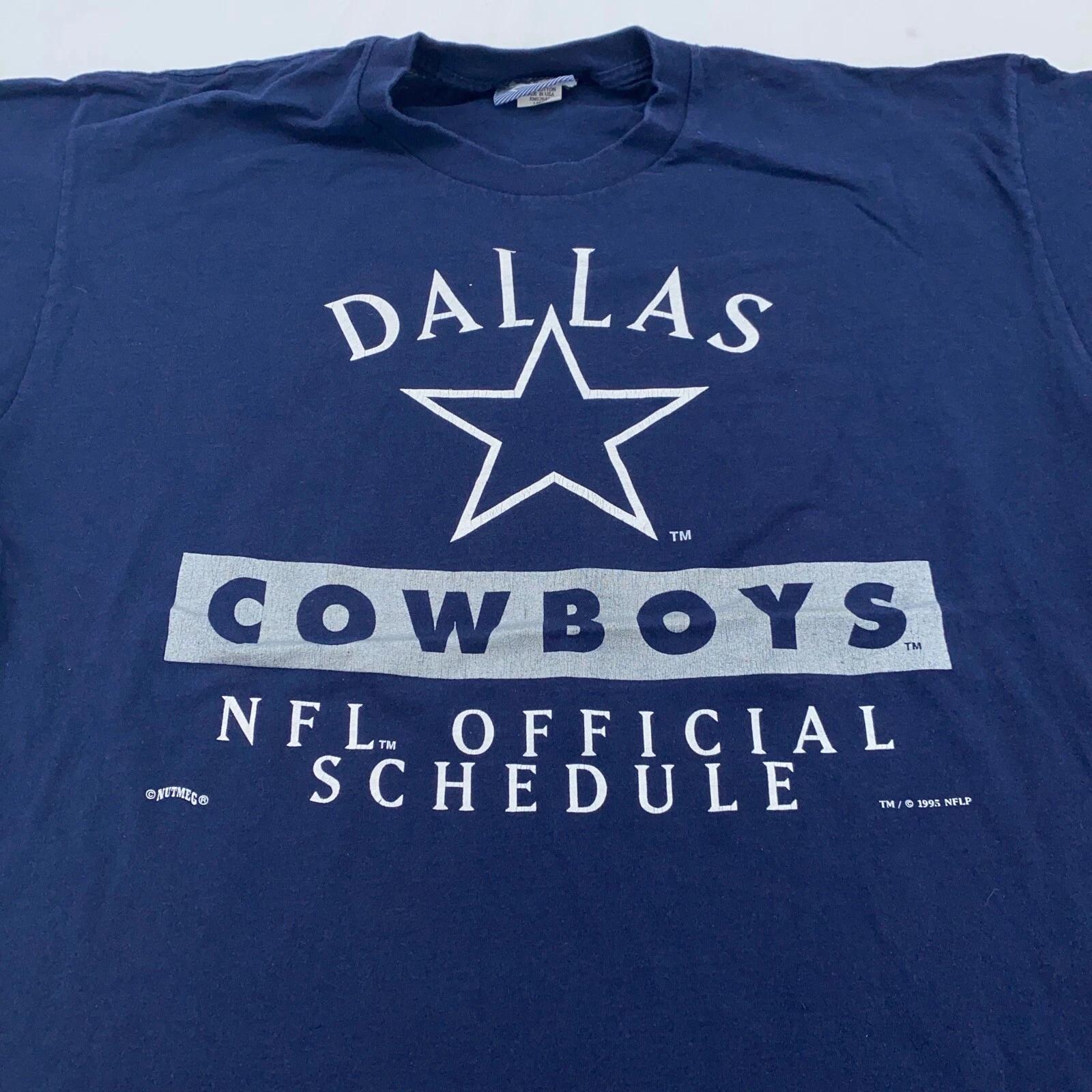 

vintage 1995 DALLAS COWBOYS NFL OFFICIAL SCHEDULE T-Shirt XL football 90s L