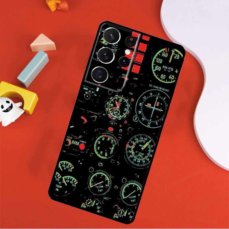 Aviation Airplane Instrument Phone Case For Samsung Galaxy S25 Ultra S24 Ultra S9 S10 S20 S21 S22 S24 Plus S23 FE Cover