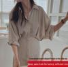 2026 Spring/Summer French Retro Over-the-Knee Lace-up Dress with Batwing Three-Quarter Sleeves
