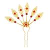 Alloy Peacocks Leaf Hair Stick Hairpieces with Rhinestones Thai Ethnic Hair Ornament Daily Hairstyle Embellishment