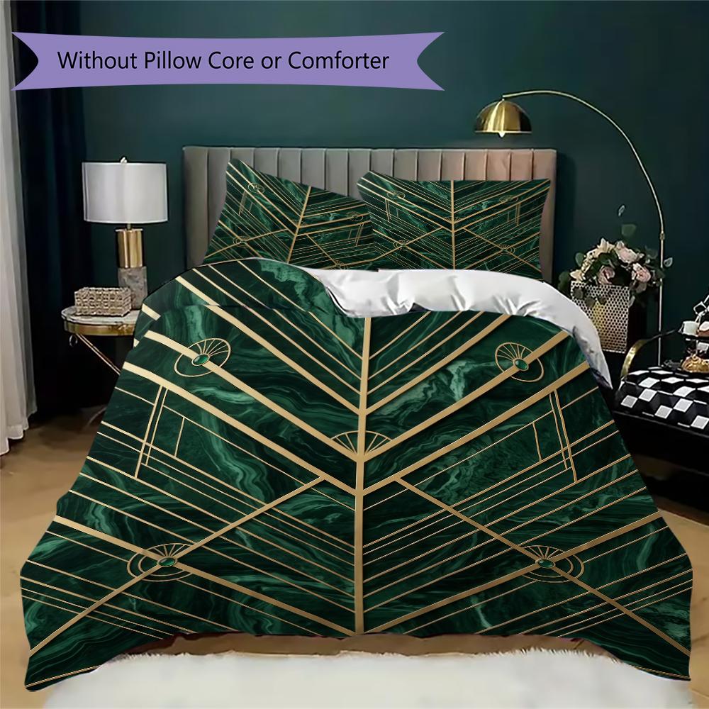 Biancheria da letto con motivo a linee Art Déco Set piumone Copripiumone Federa Decorazione per la casa Regalo di compleanno (1 * copripiumino + 2 * federe senza imbottitura)