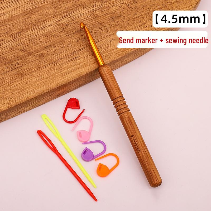 Set croșete din lemn rotunde pentru proiecte cu fir: Pulover, Păpușă, Papuci de casă și Pachet Material Tricotat