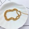 2023 Korean Style Gold Bead Titanium Steel Necklace for Women - Elegant Short Collarbone Chain