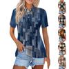 אופנת נשים מזדמנים דש שרוול קצר חולצה מודפסת חולצות כפתור נשים