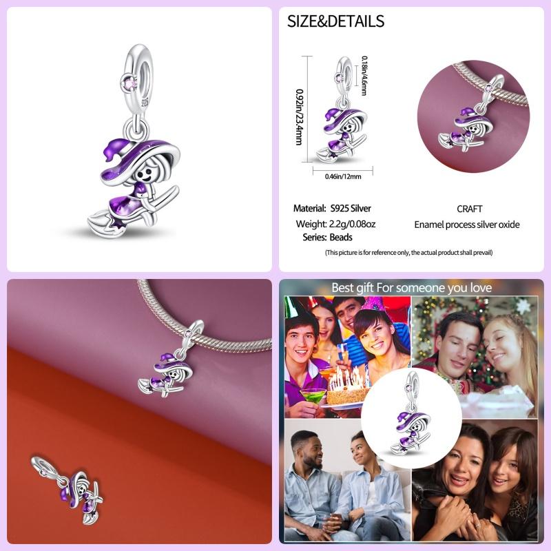 New Original Copper Halloween Beads For Pan Bracelet Diy Flying Witch Charm Women Jewelry Fashion Gift