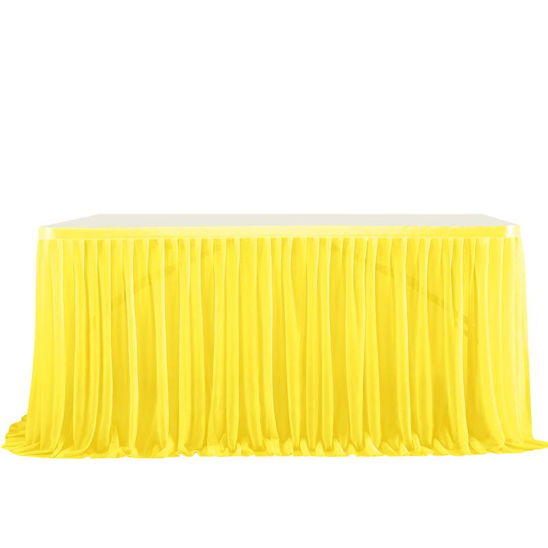 Table Skirt Pleated Table Circumference Birthday Party Wedding Decoration Ruffle Edge Elastic Thin Gauze Table Skirt Tulle