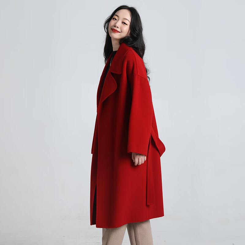 Fengxun Women's Pure Wool Double-faced Coat