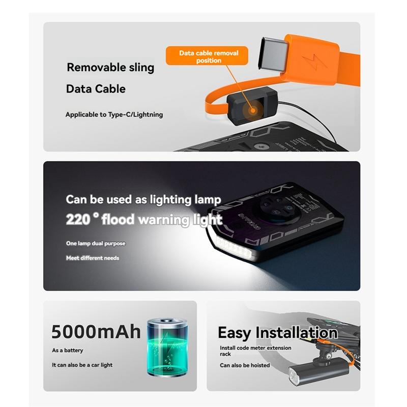 

Стильный- CYCLAMI Велосипедный Передний Фонарь IPX6 Водонепроницаемый Тип Power Bank для Велосипеда Зарядка Type-C Для Компьютера Bryton XOSS IGS чёрный