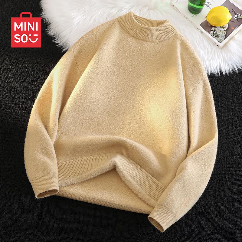 

MINISO Men s Plush-Lined Semi-Turtleneck Sweater 2XL