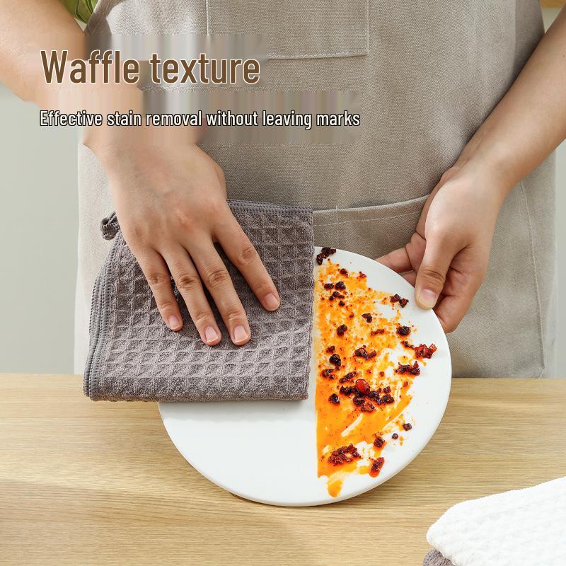 Thick, Absorbent Waffle Pattern Cleaning Cloth - Durable Kitchen Scouring Pad & Glass Wipe Towel