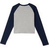 Levis Ribbed Crew Neck Cropped Long Sleeve Raglan T-Shirt Women Tops Gray Blue 002I6-0000