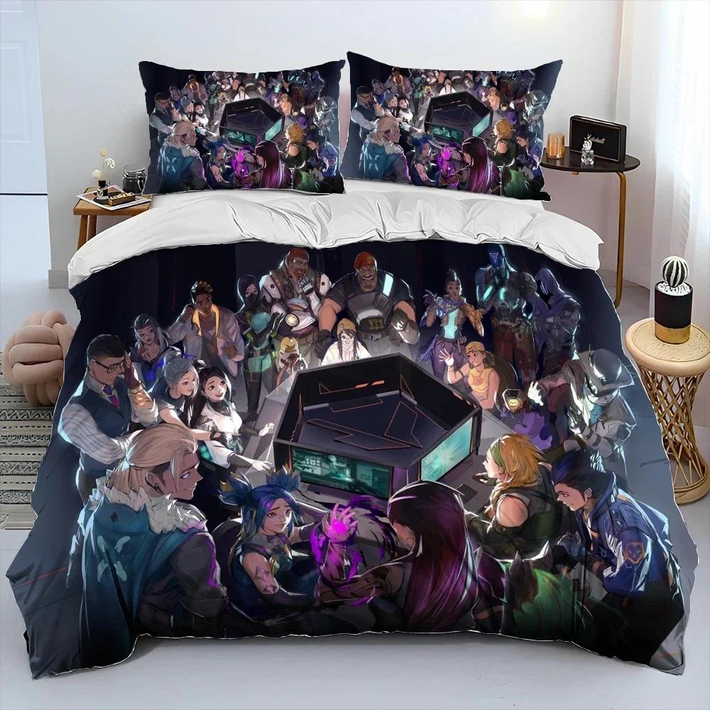3D Print VALORANT Game Bedding Set Duvet Cover Bed Set Quilt Cover Pillowcase Comforter king Queen Size Boys Adult Bedding Set