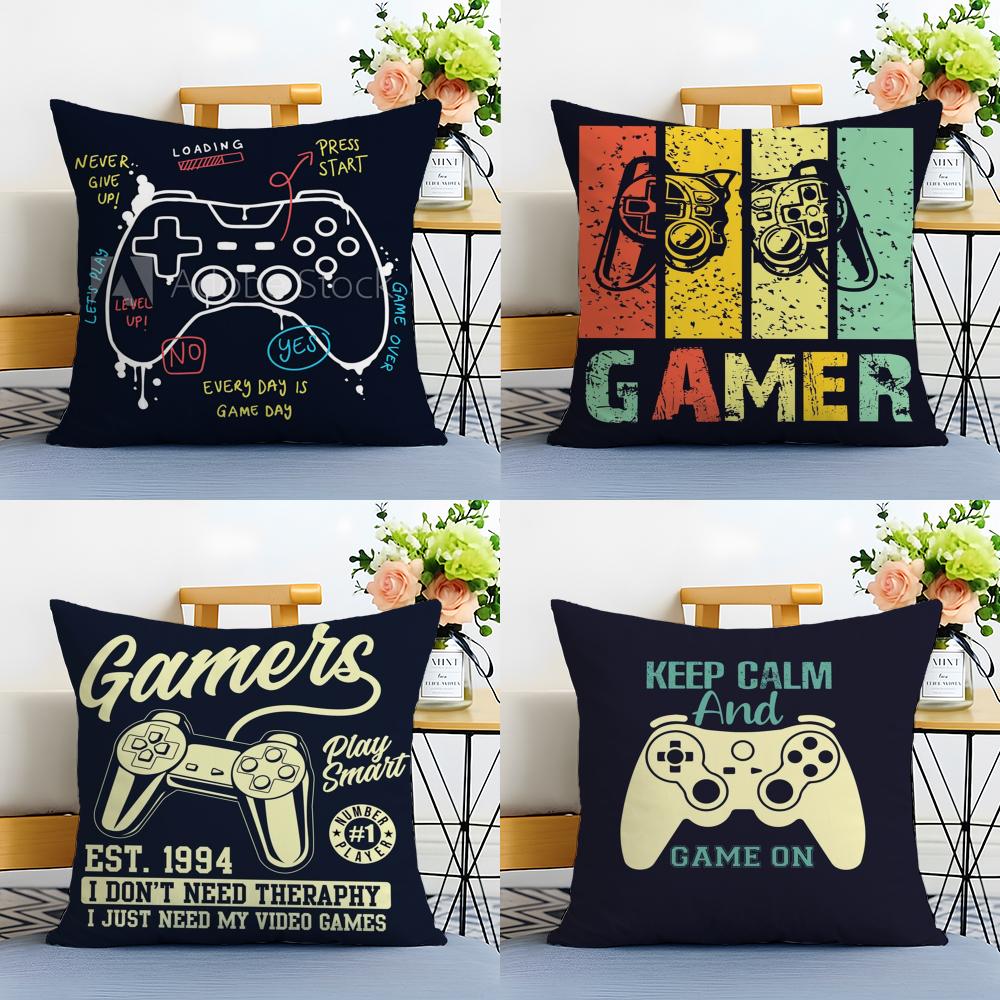 Fashion Colorful Graffiti Game G-Gamepad Cushion Cover Linen Pillowcase Soft For Sofa Bed Home Room Decor