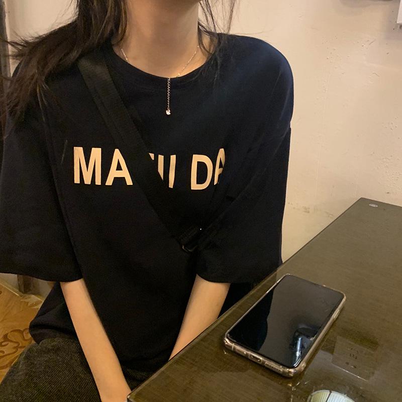 Summer Korean Women's New Letter Short-sleeved T-shirt for Women Loose Student Base Shirt Top