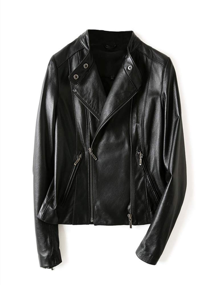 JINLUN Leather Rider Lambskin Genuine Leather Coat Women's Jacket, Leather,