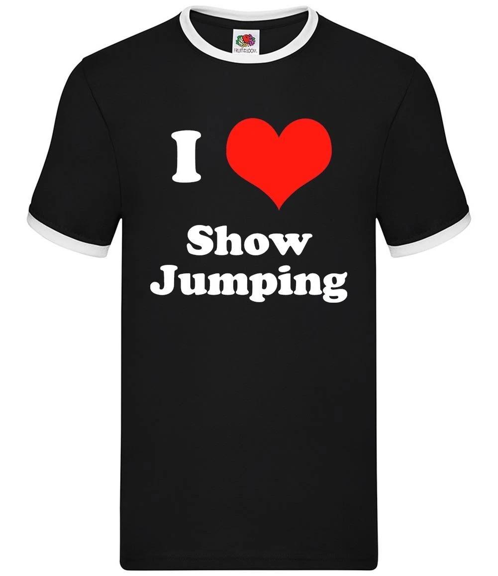 I Love Show Jumping - Mens Ringer - Horse Horses Riding Ride Rider S