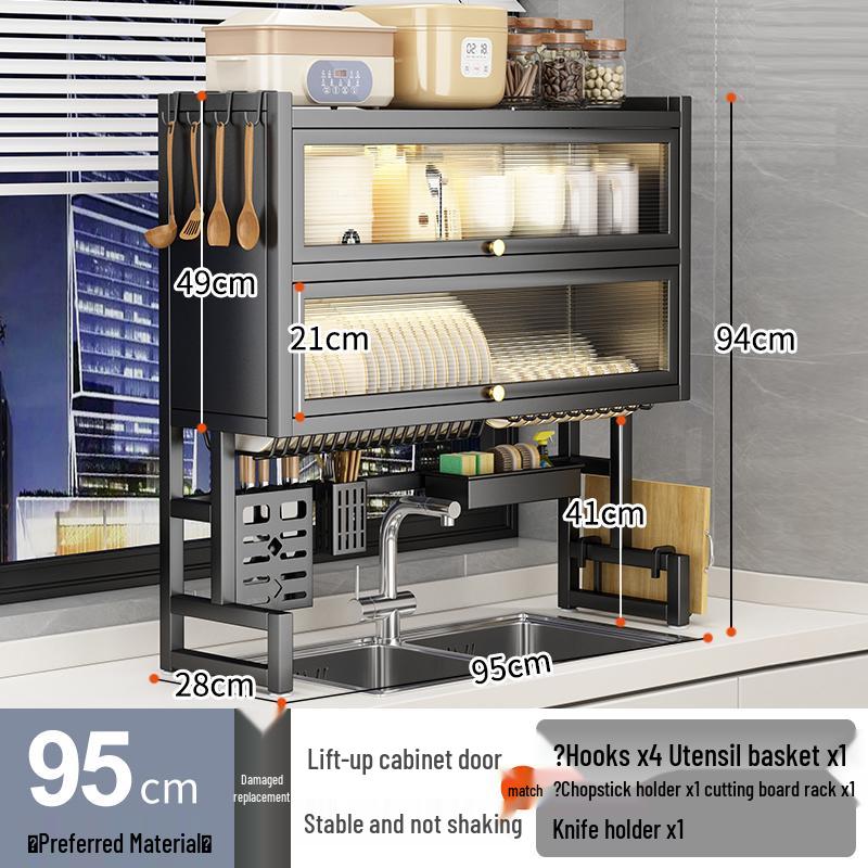 Wielofunkcyjny stojak na naczynia kuchenne: Pyłoszczelny organizer na blat do przechowywania misek, talerzy i ociekarek.