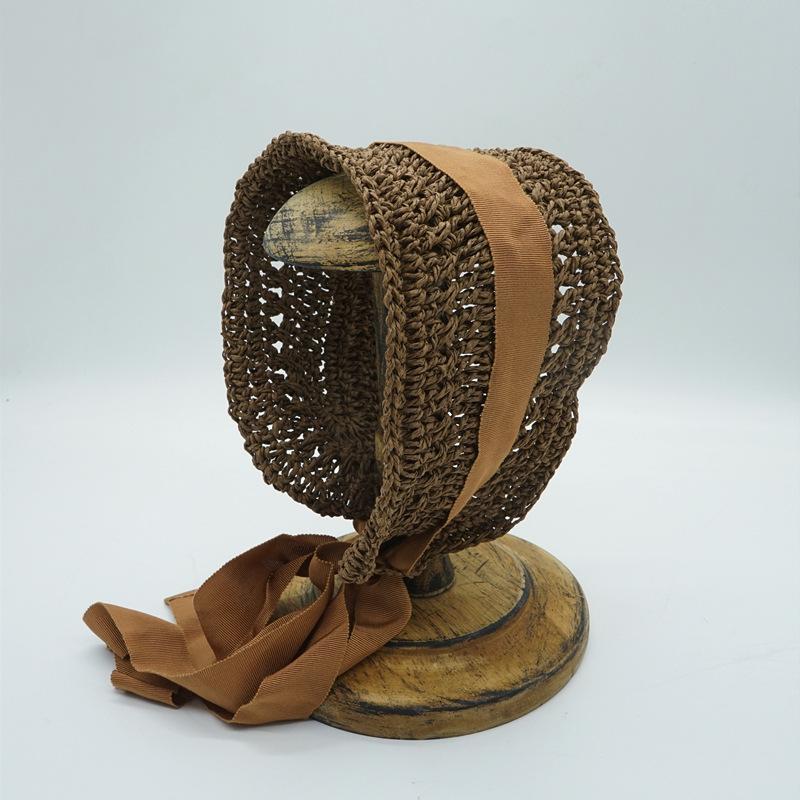 Japanese French Retro Hand-Woven Lace-Up Hair With Hat Female Spring Summer Vacation Cute Sweet Little Fresh