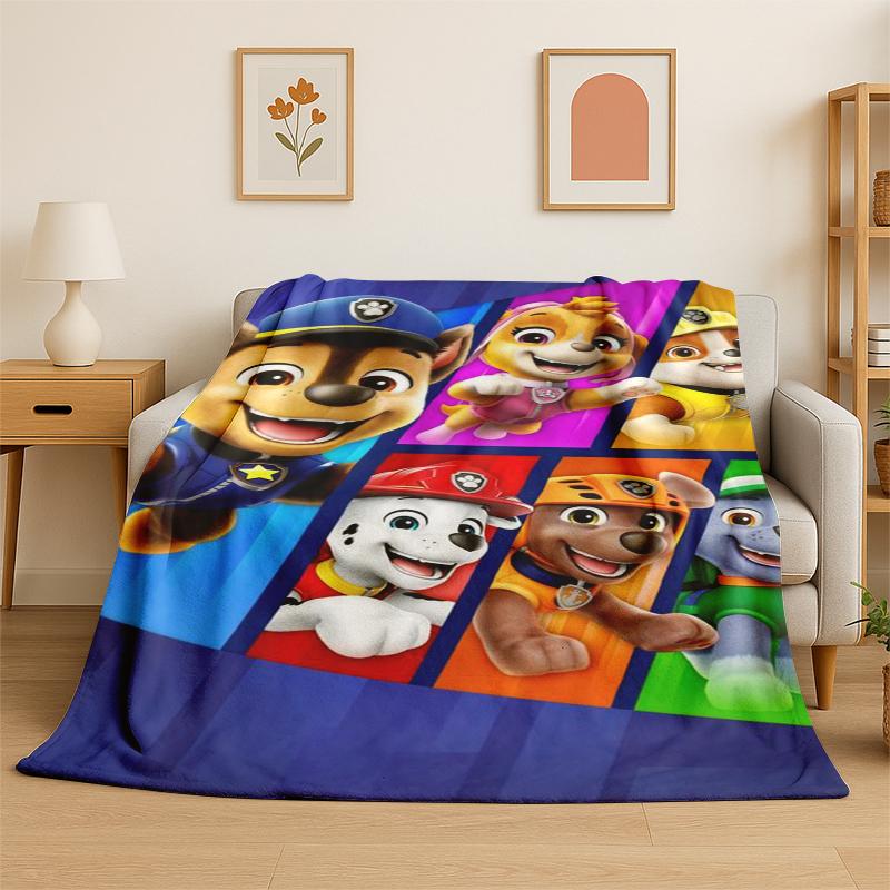 Cartoon P-Patrol Cute Dog Flannel Blanket Soft Warm Throw Blanket for Bedroom Living Room Bed Travel Camping Picnic Gift kids