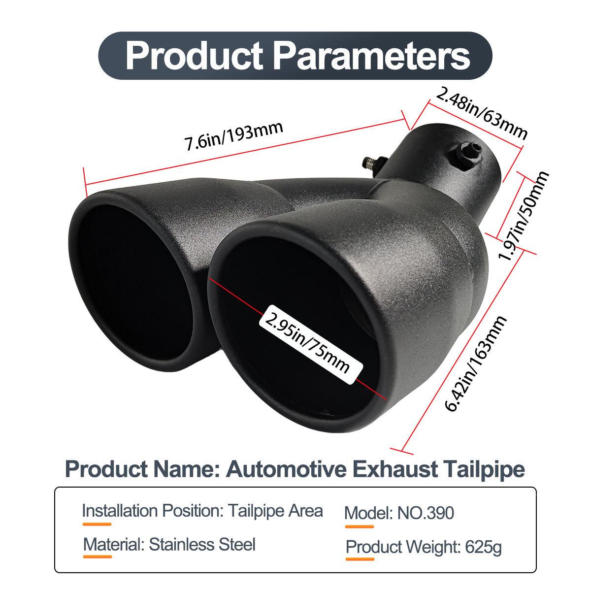 

For TOYOTA CHR,18-20 Prius,YIZE Double stainless steel frosted black curved tail throat