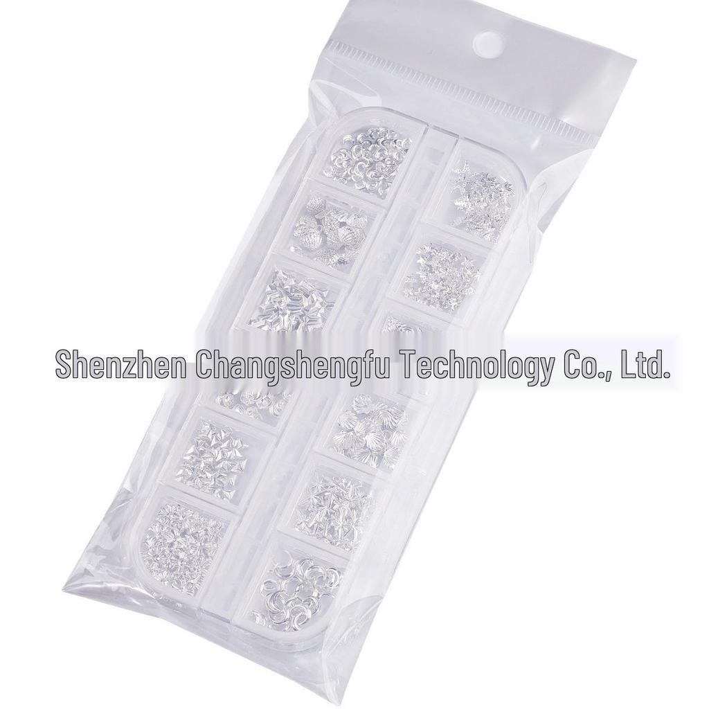 Ocean Style Metal Rivets and Chrome Heart Shell Manicure Ornaments