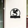 Custom Metal Dragon Wall Sculpture, Engraved Family Name, House Number Sign, Indoor Outdoor Art Decor