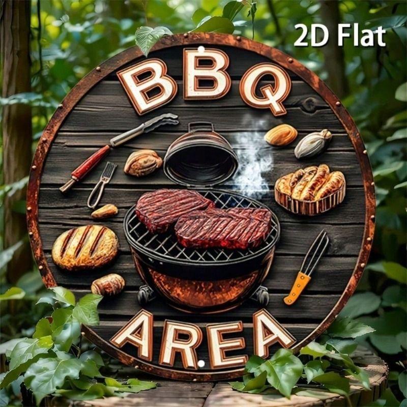 Retro Metall BBQ-skylt Rund Uteplats Garage Väggdekor
