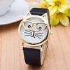 1PC Montre Chat Dessin Animé Mignonne pour Enfants Montre Étudiante Amour Tendance Mode Créative Chat Visage Lunettes